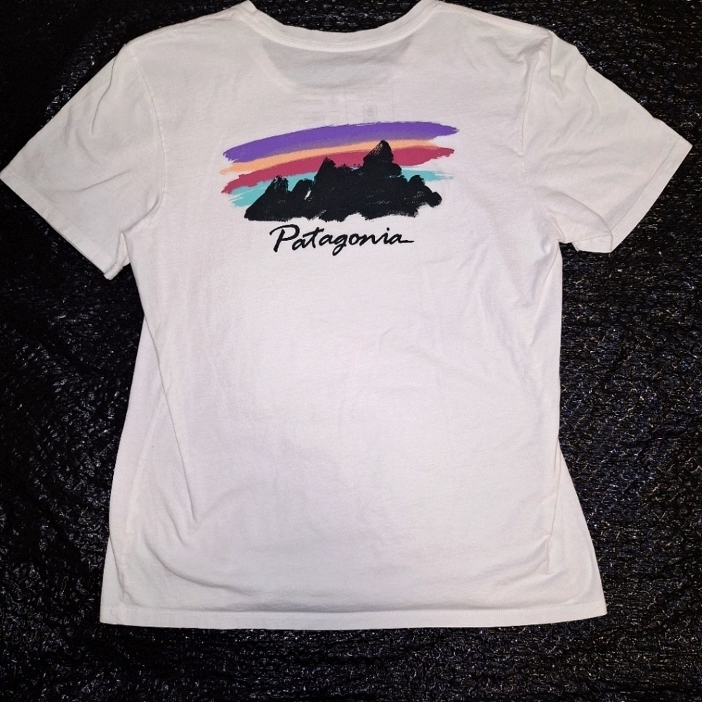 A Patagonia ladies short sleeve t-shirt in a size XS. Pre-loved in great shape